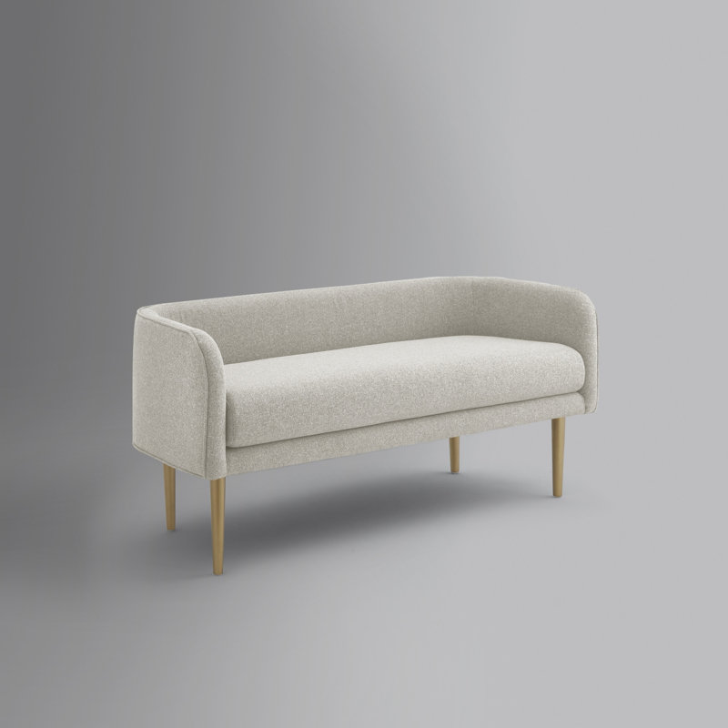 Banc rembourré en lin 50 po brun, Crème, crème, Doré
