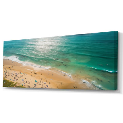 Vue aérienne de la plage côtière verte 1 - Art mural plage et océan