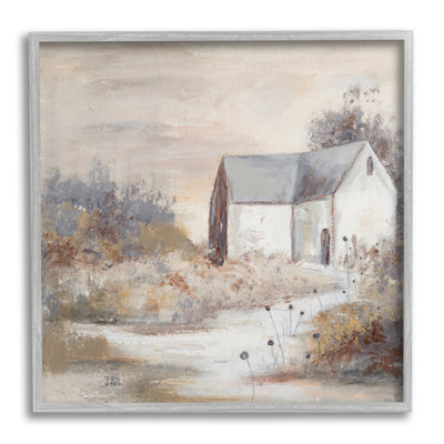 Maison de campagne avec de hautes herbes traditionnelles - Peinture