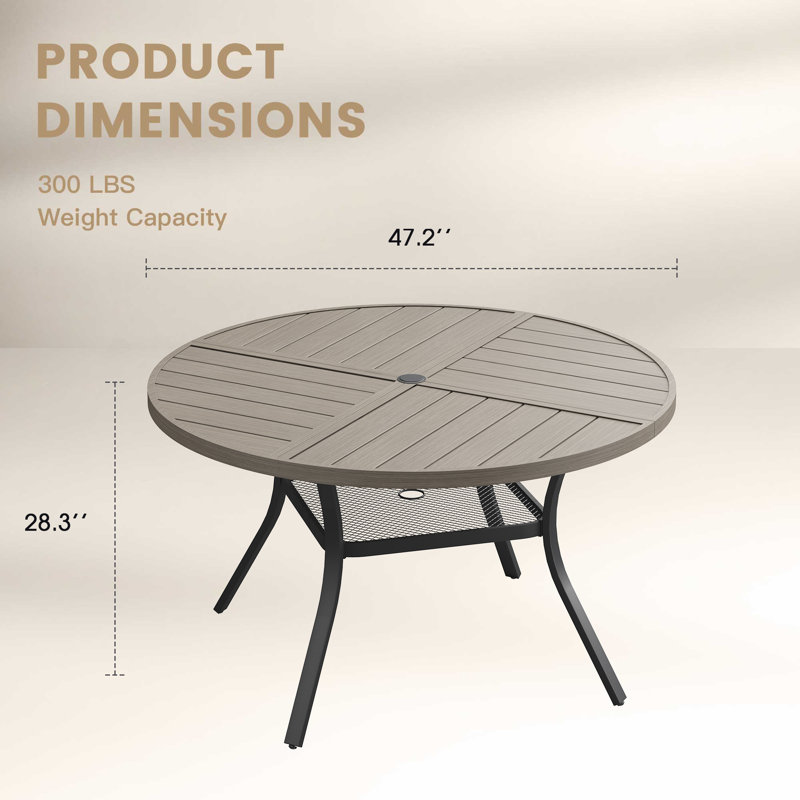 Table de salle à manger d'extérieur, Bois gris / noir, H 28,3 po x L 47,2 po x l 47,2 po