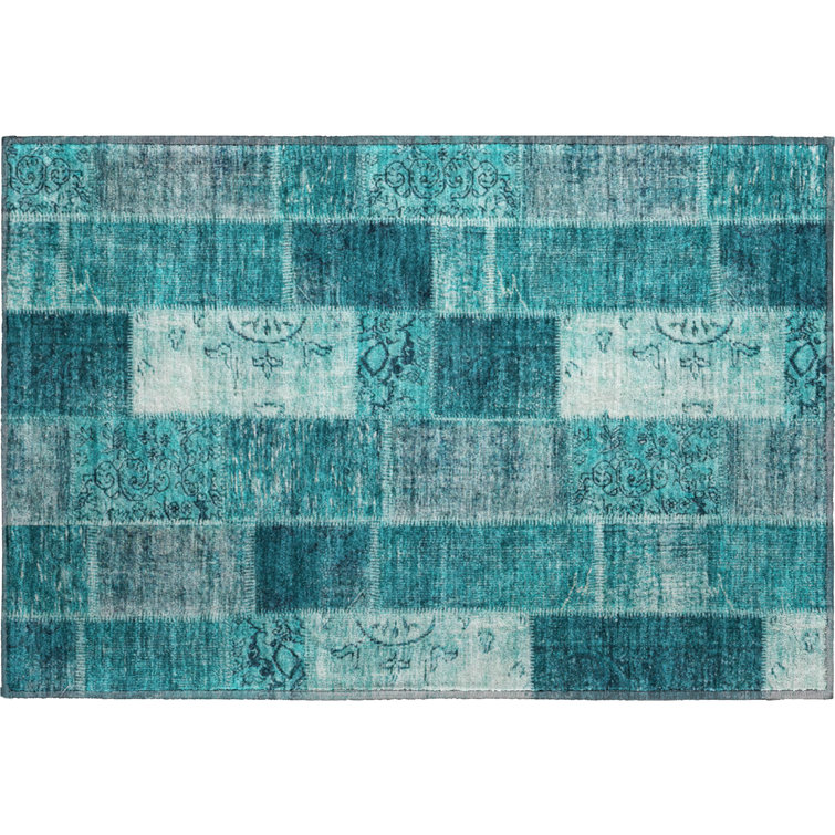 Premium Machine Washable Cerrito Teal Rug
