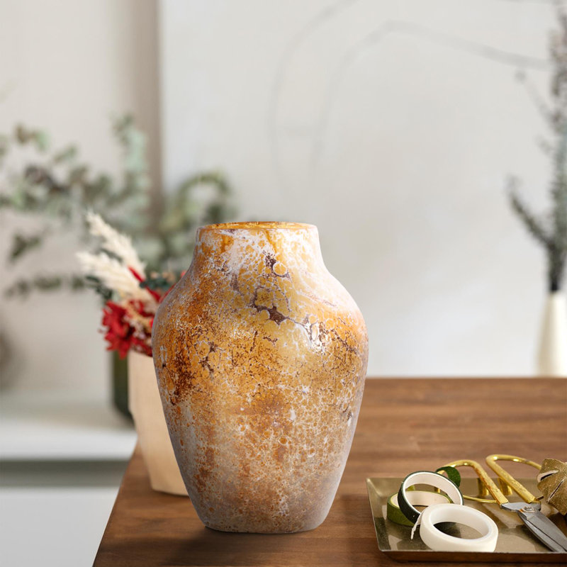 Verre Zynsky en ambre doux - court, 11.5" H x 7.25" W x 7.25" D