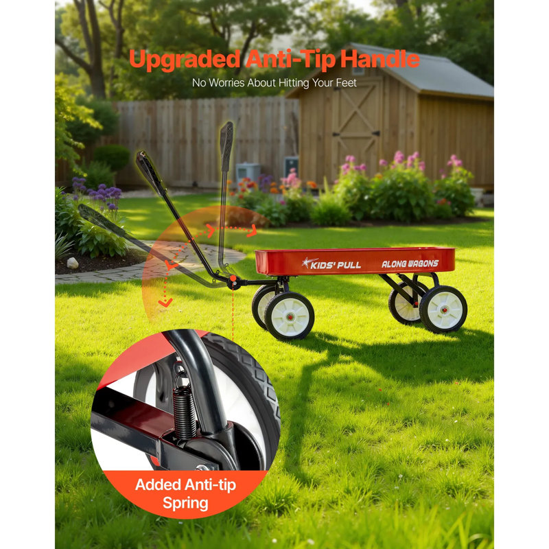39 wagons de 39 pouces, peut supporter jusqu'à 176 lb, wagons tout-terrain avec poignée, chariot de chariot de cadeau d'anniversaire pour le jardinage, camping sur la plage, rouge
