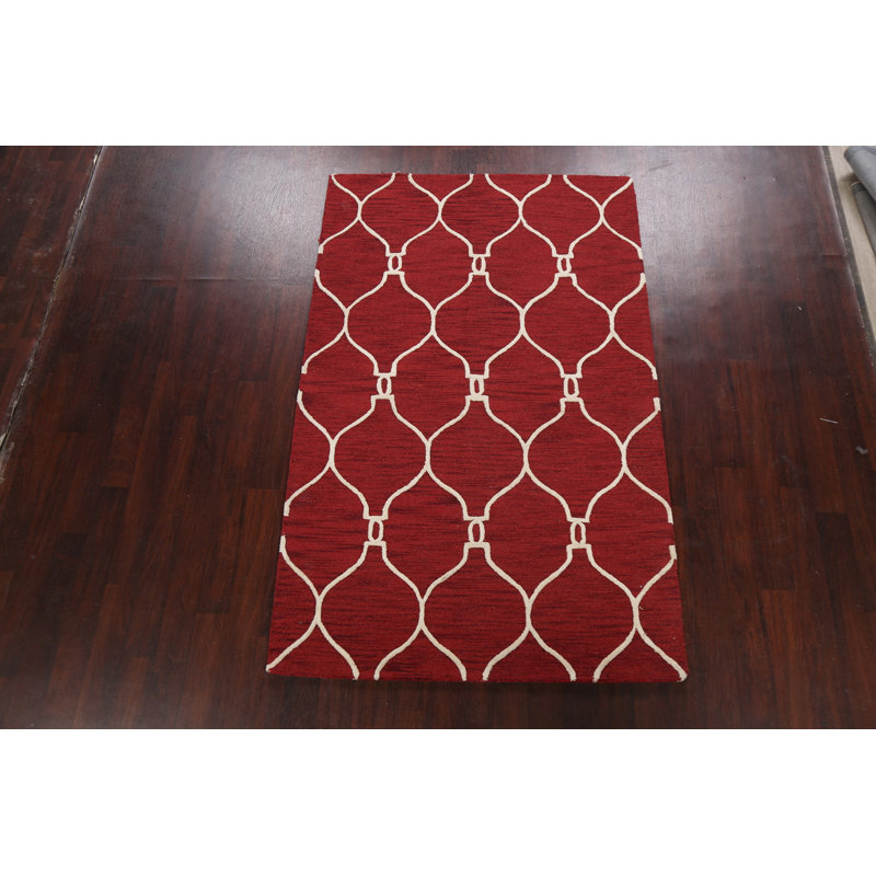 Wool Geometric Indoor Rug, Rectangle 5' x 8'