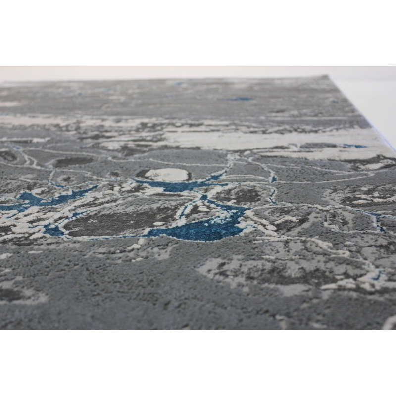 Tapis bleu / gris Ornellas, Rectangle 7 pi 11 po x 10 pi 2 po