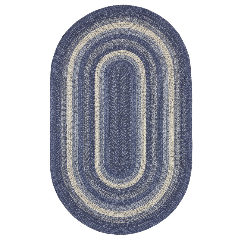 Tapis bleu / gris Birt Whistle, Ovale 5 pi x 8 pi