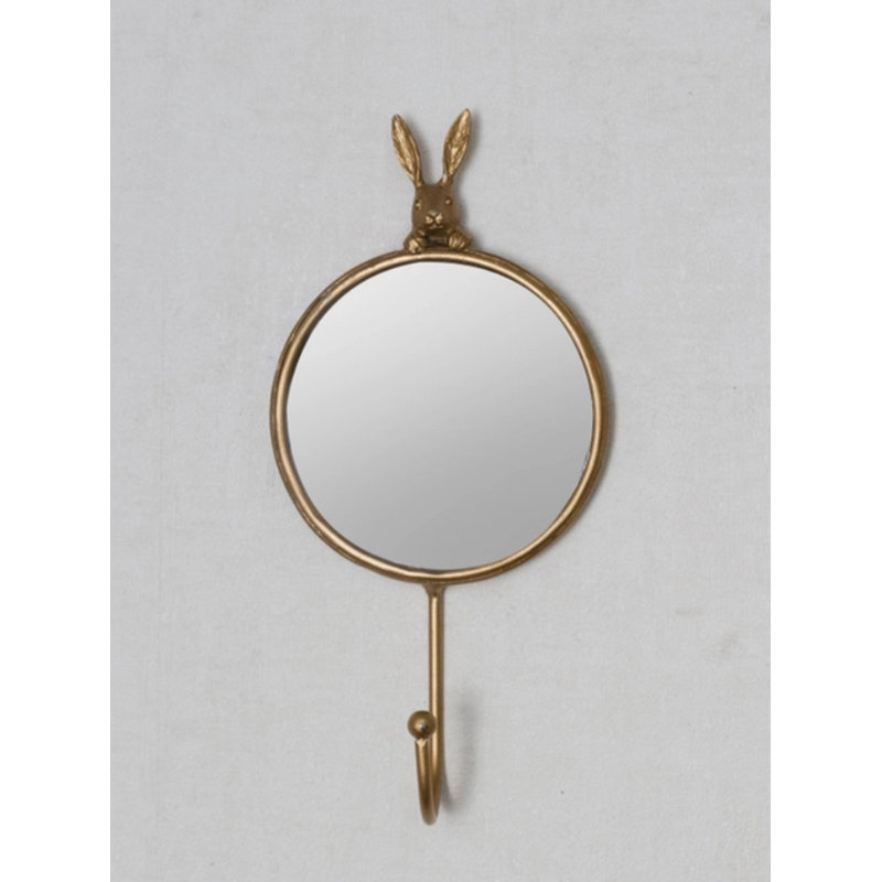 Whimsical 2 Piece Set Golden Rabbit Mirror Hooks
