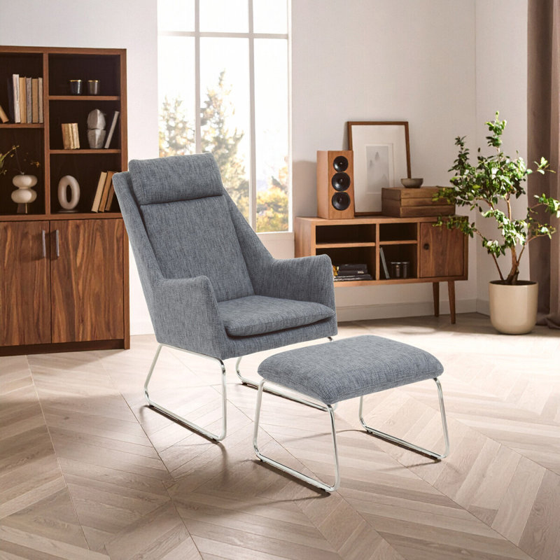 Waynesburg Upholstered Armchair with Footstool