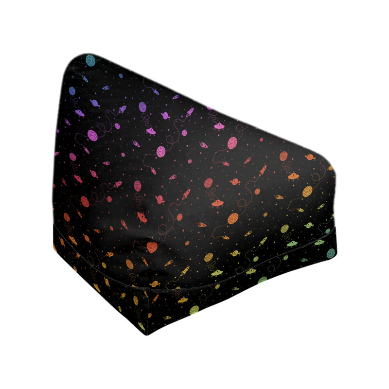 Sac de pois Leffel, H 27 po x L 30 po x P 25 po, Pouf fauteuil, Mauve / orange / jaune