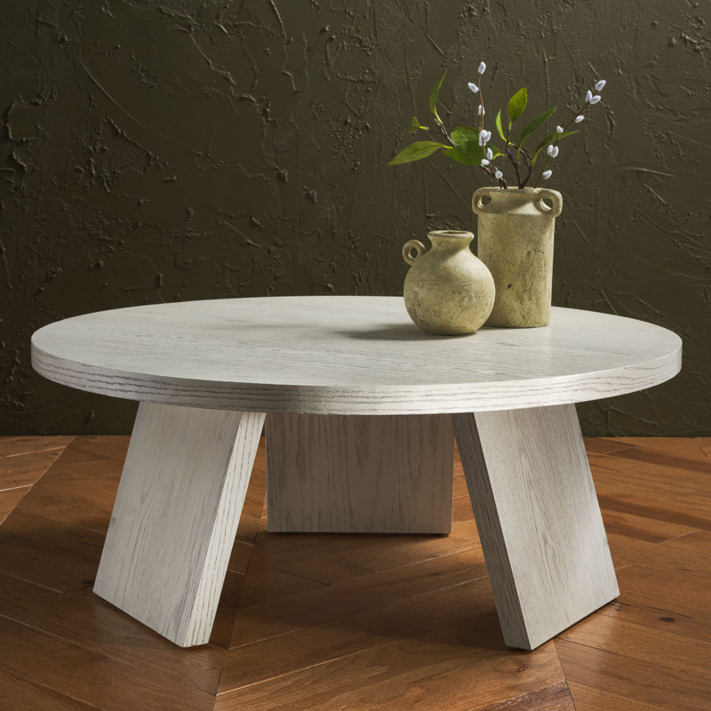 Table basse ronde Mattelynn, Blanc délavé