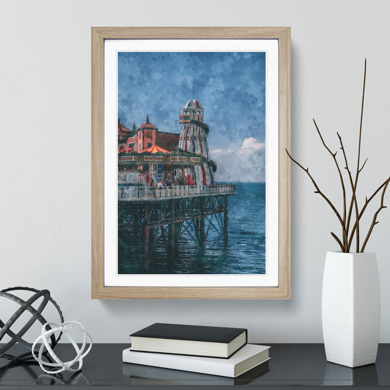 Brighton Pier - Picture Frame Painting, 48cm H x 36cm W x 2cm D, Oak