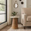 Table d'appoint décorative et base de piédestal texturée côtière tissée Capiz de style décontracté pour le bureau de la chambre à coucher - 20 po ivoire et brun clair