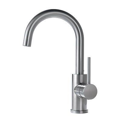 CALBASE Single Hole Kitchen Sink Faucet, Brushed Nickel Single Handle Mixer Bar Faucet, 360° Rotatable Spout, Aerator Included