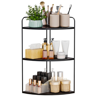 Organisateur de comptoir de salle de bain, organisateur de meuble-lavabo et de comptoir, marbre noir et blanc à 3 niveaux