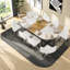 Ensemble de table de salle à manger spacieux et moderne, en aggloméré de faux marbre blanc, pour le divertissement familial