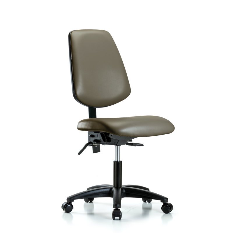 Chaise de travail en vinyle, Taupe, Non inclinable inclus, Roulettes