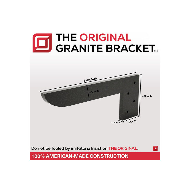 10 po x 2,5 po x 4,5 po Support mural mince The Original, H 4,5 po x l 0,5 po x P 10 po