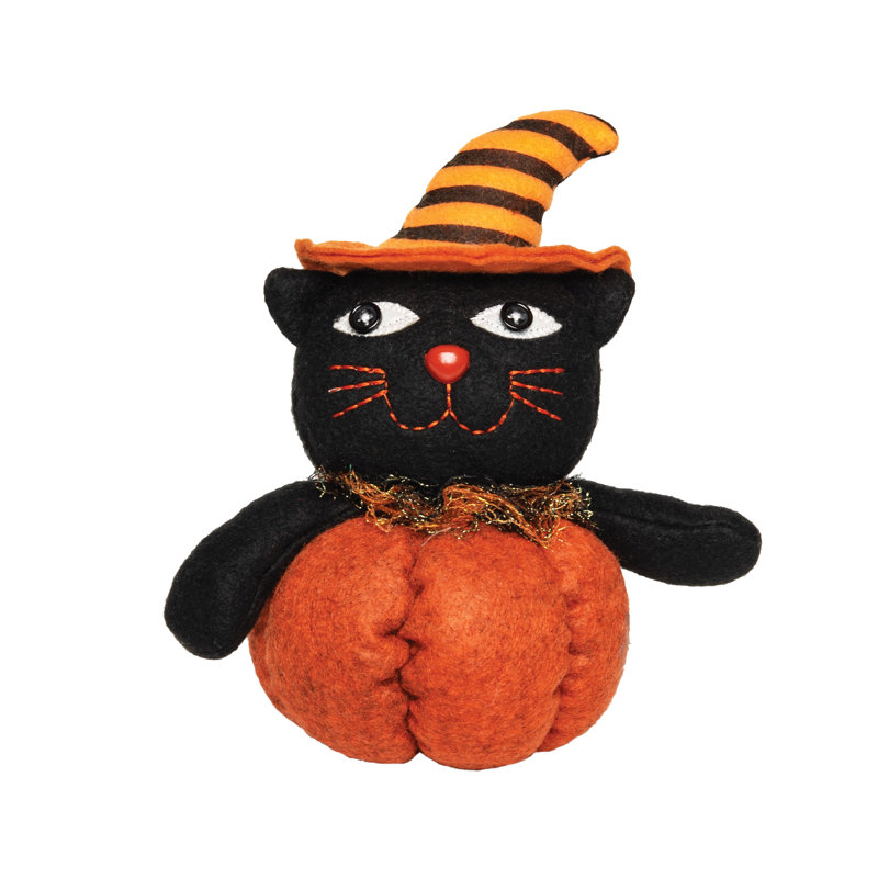 Figurine d'Halloween chat noir en citrouille