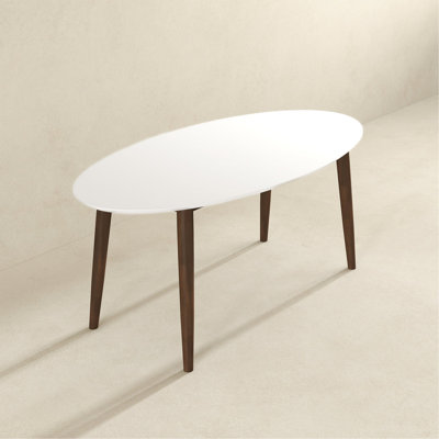 Hera Mid Century Modern Style Solid Wood Walnut Oval Dining Table