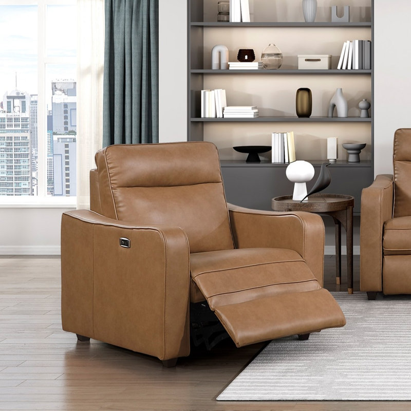 Ensemble de canapé inclinable électrique moderne 3 pièces brun