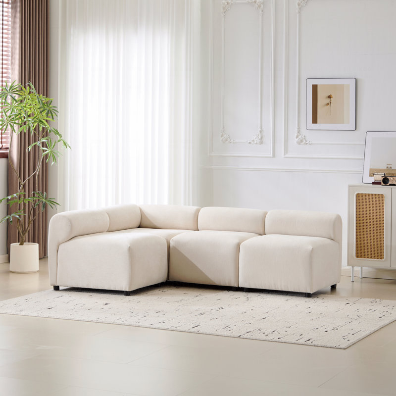 Canapé modulaire de base, canapé modulaire en forme de L 4 pièces, H 27 po x l 83 po x P 57 po