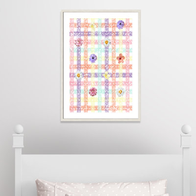 Impression sur papier à carreaux unique avec fleurs