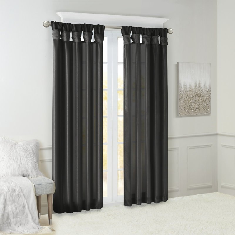 Panneau de rideau de fenêtre Twist, 2 panneaux, Noir, L 120,11 po x L 0,18 po
