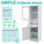 Armoire de rangement élégante pour salle de bain, armoire de rangement haute avec portes en verre, armoire de salle de bain autoportante avec tiroirs et tablettes réglables-480015305
