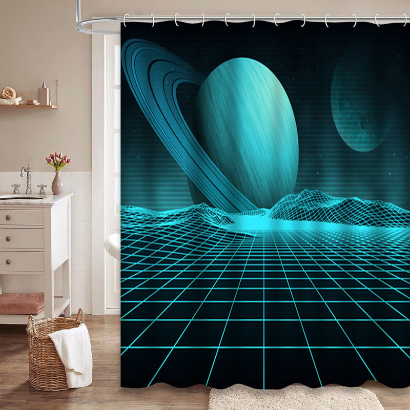 Rideau de douche futuriste avec 12 crochets, L 72 po x l 72 po