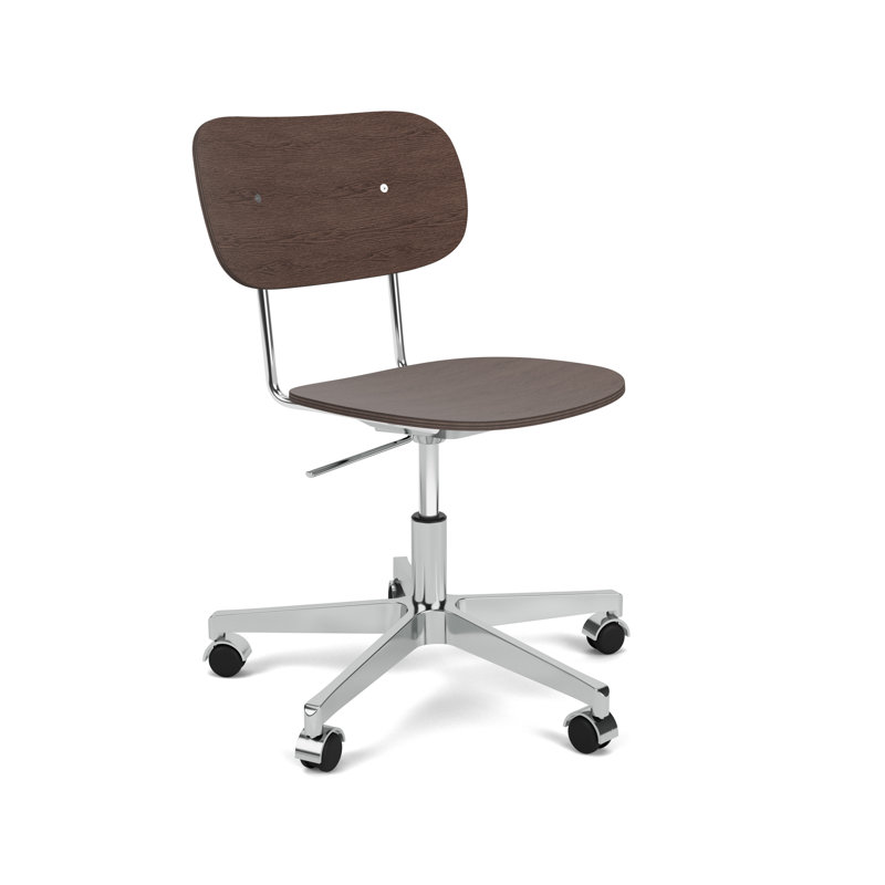 Co Swivel Task Chair, Dark Stained Oak/Silver