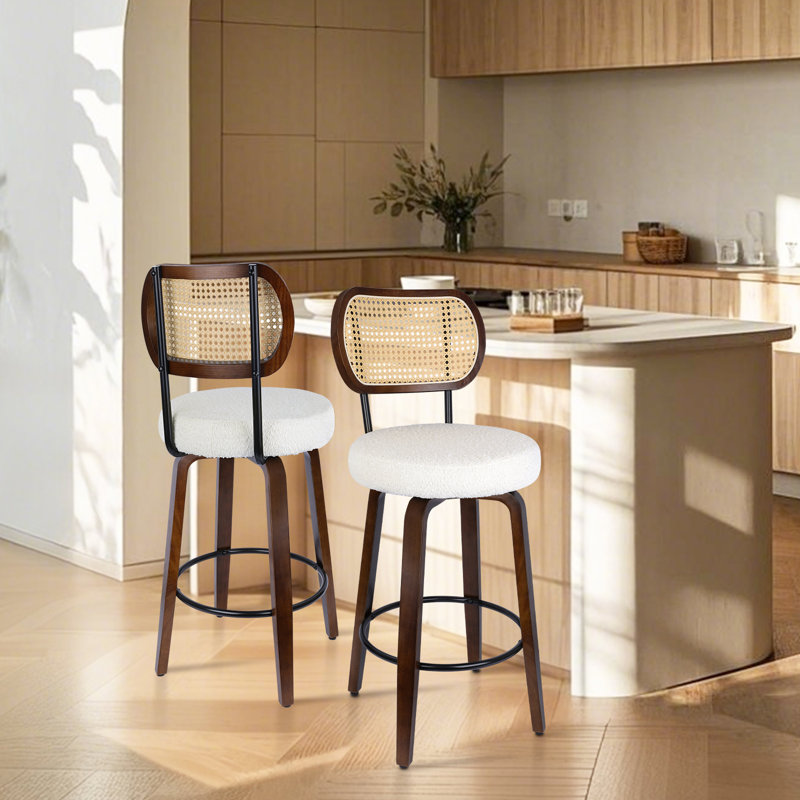 White Bar Stools Swivel Counter Stools (Set of 2), White