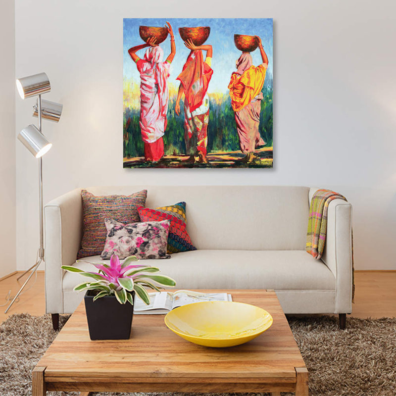 « three féminins », reproduction sur toile, H 37 po x l 37 po x P 1,5 po, Toile tendue, Pas de tapis