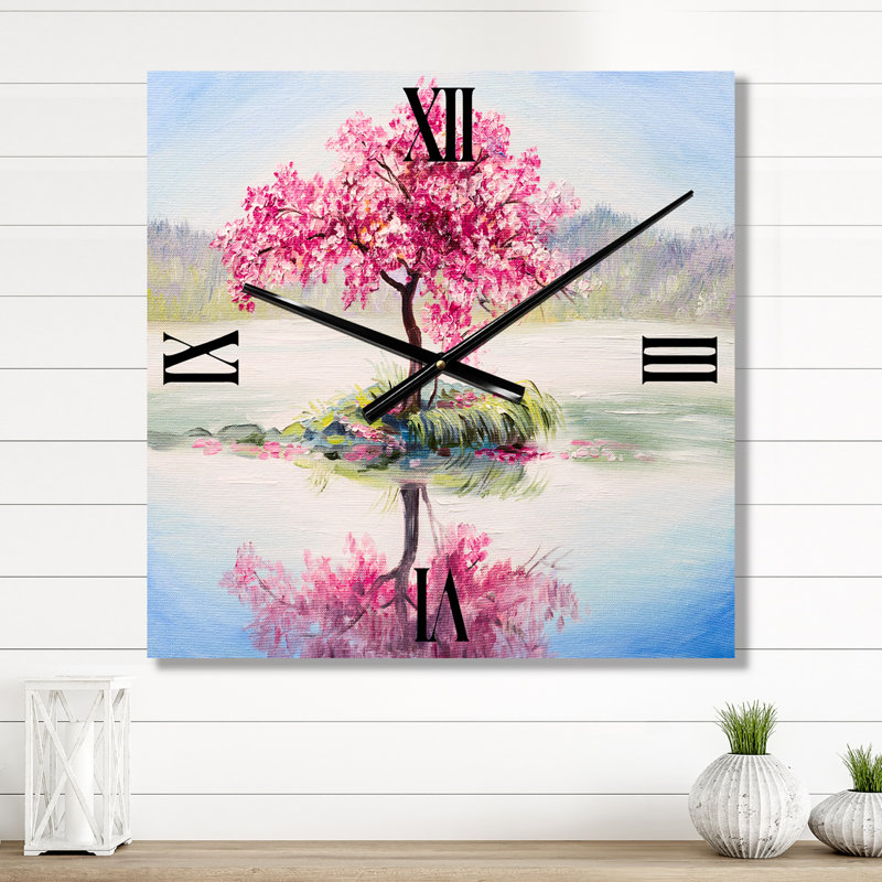Horloge murale oriental cerisier oriental sur le lac, Petit