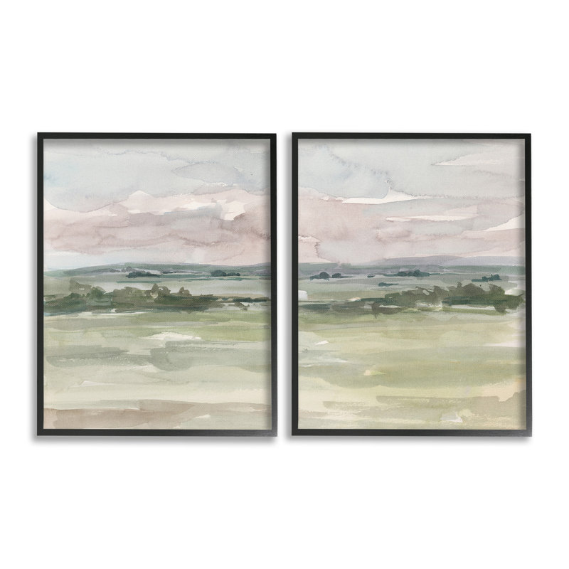 "Watercolors" par Ethan Harper - 2 pièces, H 14 po x l 11 po, Giclée encadrée noir minuit