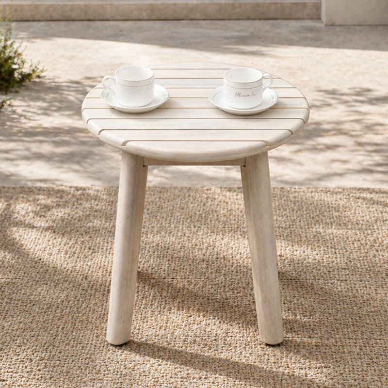 Round Acacia Outdoor Side Table