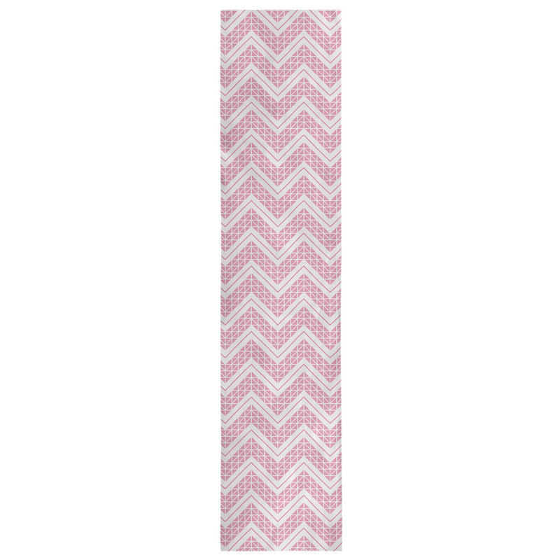 Stephenie Classic Hand Drawn Chevron Table Runner, 16" x 72", Light Pink