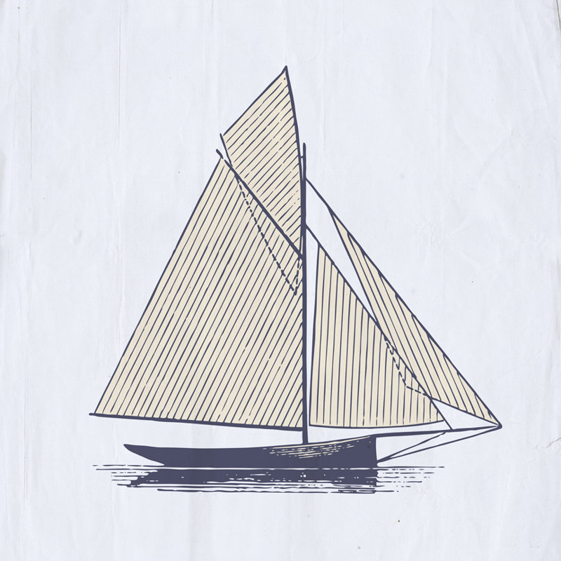 «Simple Summer Sailboat», reproduction d'art graphique sur toile tendue avec châssis, H 12 po x l 12 po