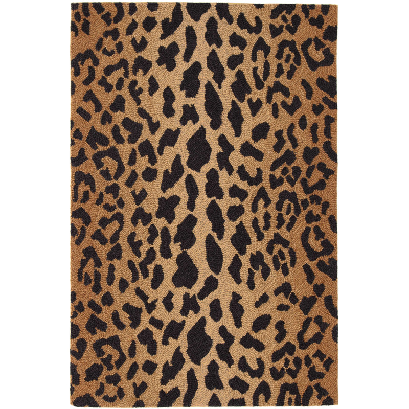 Leopard Hand Micro Hooked Wool Rug, Rectangle 8'6" x 11'6"