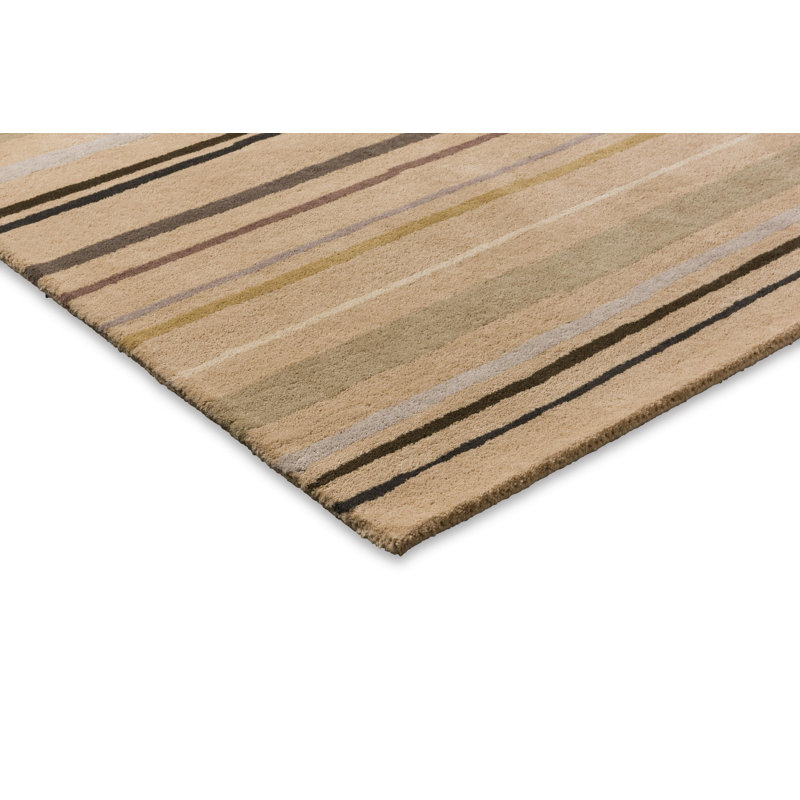 Hand Tufted Wool Striped Area Rug in Sand, Rectangle 8'2" x 11'6"