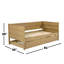 Lit de jour simple avec couchette, aspect naturel, style transitionnel, solution peu encombrante, pin et couchette à quatre roues