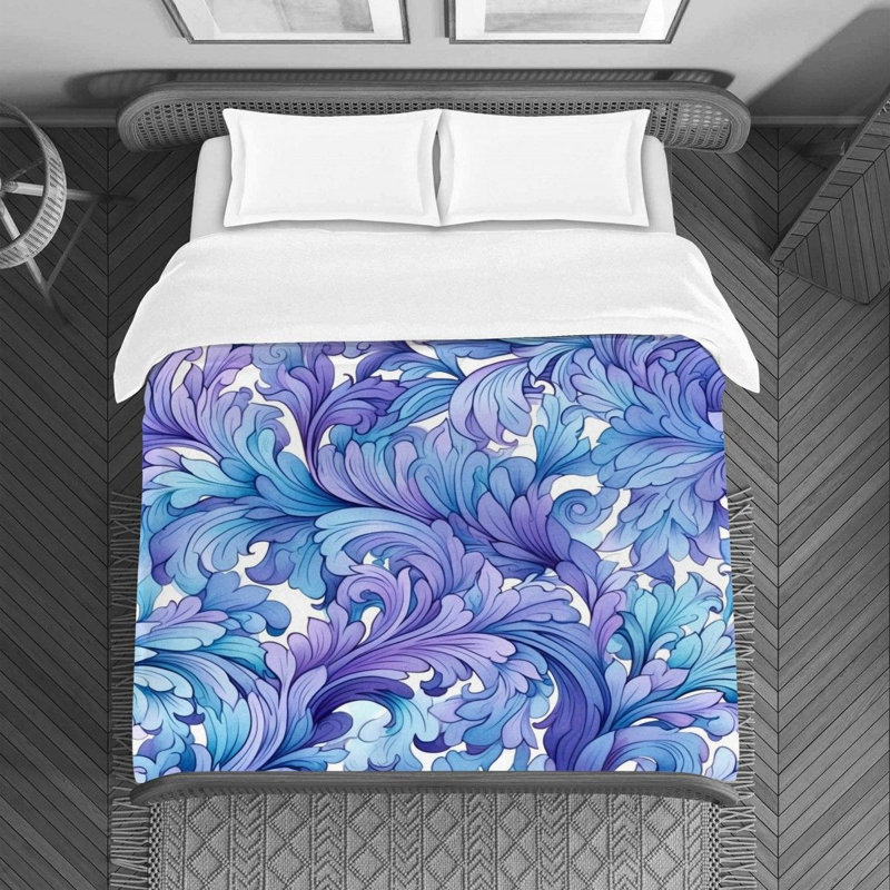 Housse de couette Acanthus Bedding, Housse de couette pour lit simple, Rose/mauve