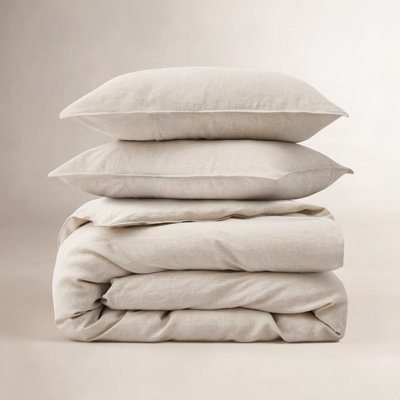 Linen Cotton Duvet Cover King Set - Soft Breathable Bedding Set with Natural Texture For All Season