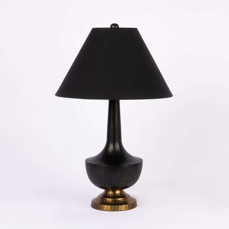 Lampe de table rétro en forme de bouteille en métal noir huilé