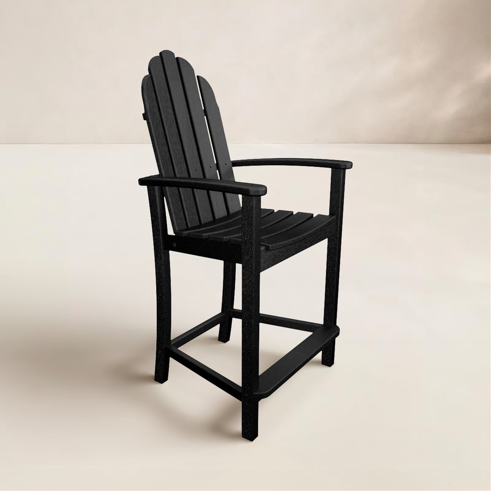 POLYWOOD® Classic Adirondack Patio Bar Stool, Black