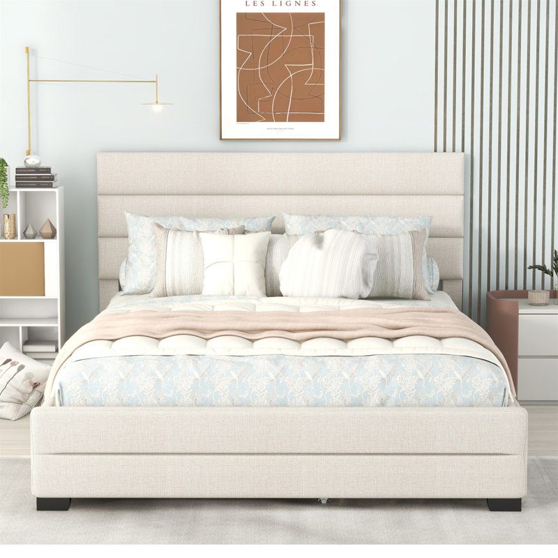 Eastampton Upholstered Storage Platform Bed, Beige