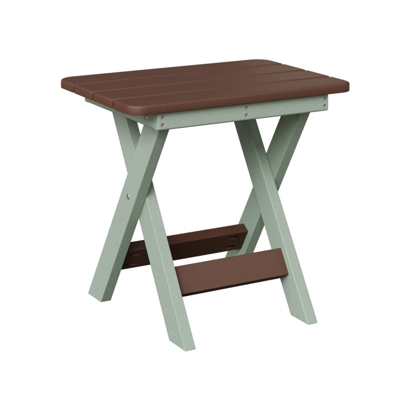 Berlin Gardens Folding End Table, Chocolate Brown, Seafoam