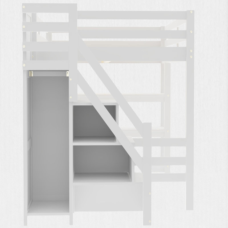 Lit mezzanine avec garde-robe intégré et tablettes, Double