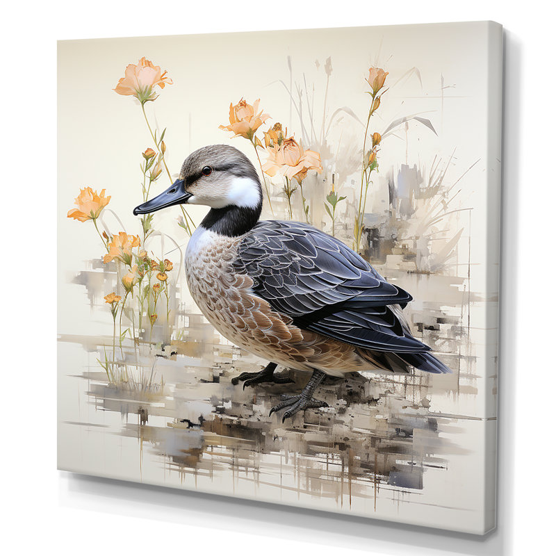 Art mural rétro «Duck by the Pond», H 30 po x l 30 po x P 1,5 po, Toile tendue