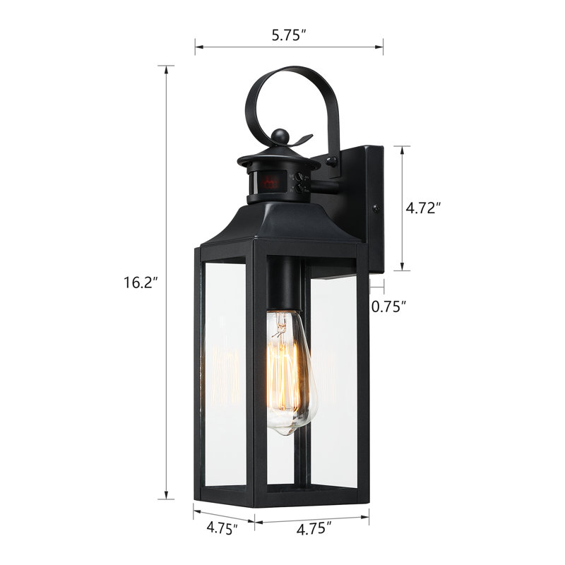  Aurelia Pankova 16" Outdoor Wall Light with Dusk to Dawn and Motion Sensor 