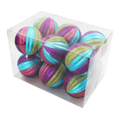 Arctic 4'' Striped Ornaments Shatterproof Ball Ornament